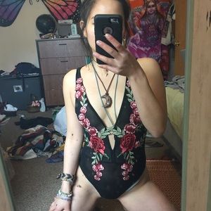 floral mesh bodysuit